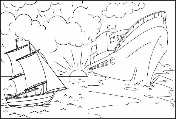 Coloriages de bateaux et de bateaux 