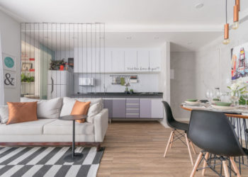 Corda náutica delimita áreas sem comprometer espaço em apê de 50 m²