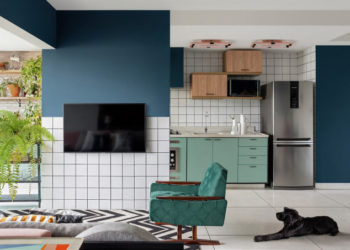 Gênero e estilo Vaporwave rege decoração do apartamento de 72 m²