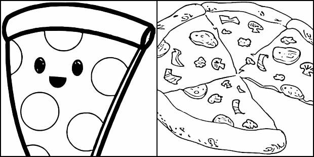 Desenhos de pizza para colorir