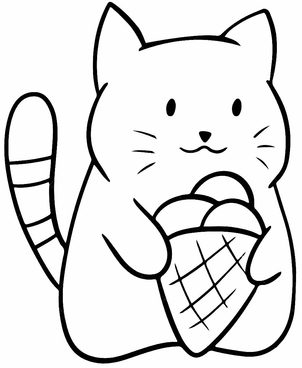 Раскраска кошка мороженое