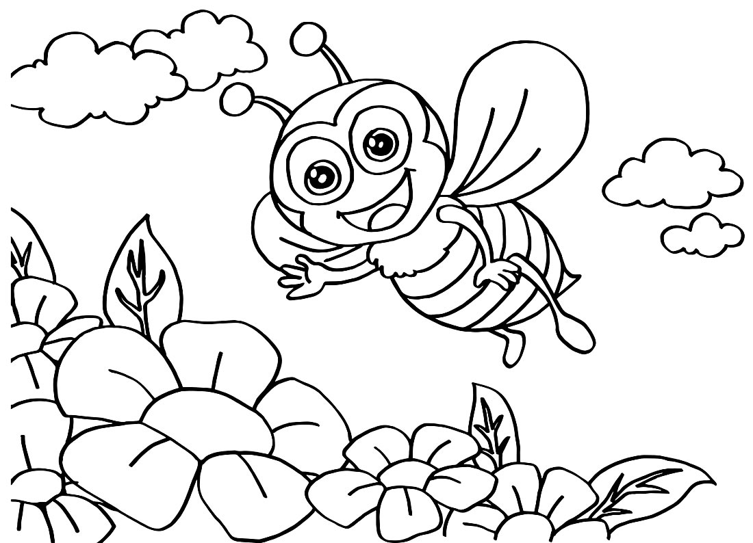 Caricature d'abeille à peindre
