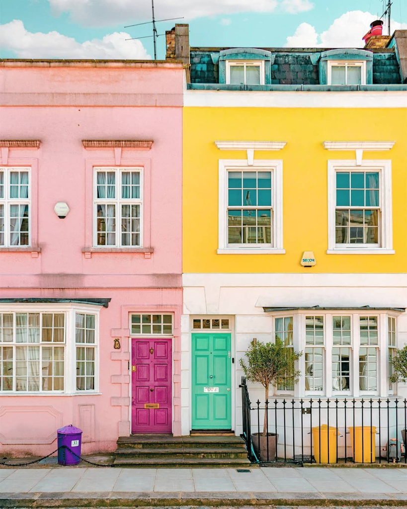 Façades colorées à Londres, prises par le photographe Gabor Estefan, du profil @gaborestefan 
