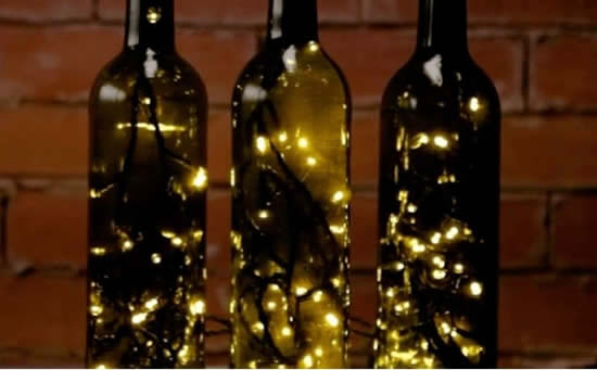 Ornements avec bouteilles en verre et clignotant pour Noël