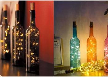 Décorations avec bouteilles et clignotant pour Noël