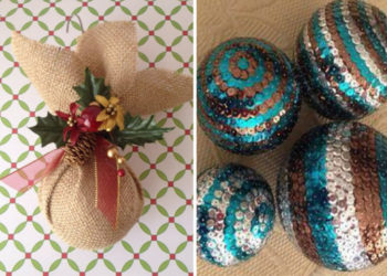 Décoration de Noël avec boule de polystyrène étape par étape., Décoration de Noël