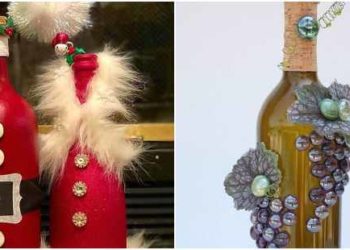 Bouteilles en verre décorées pour Noël