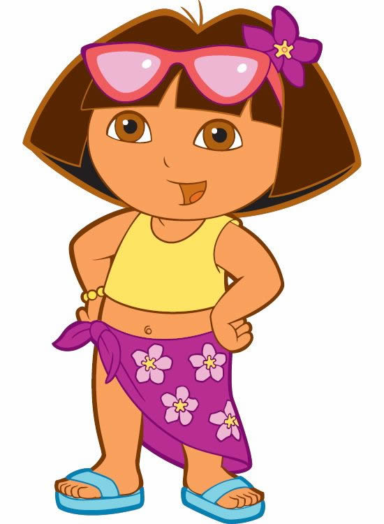 Dessin coloré de Dora l'exploratrice sur la plage