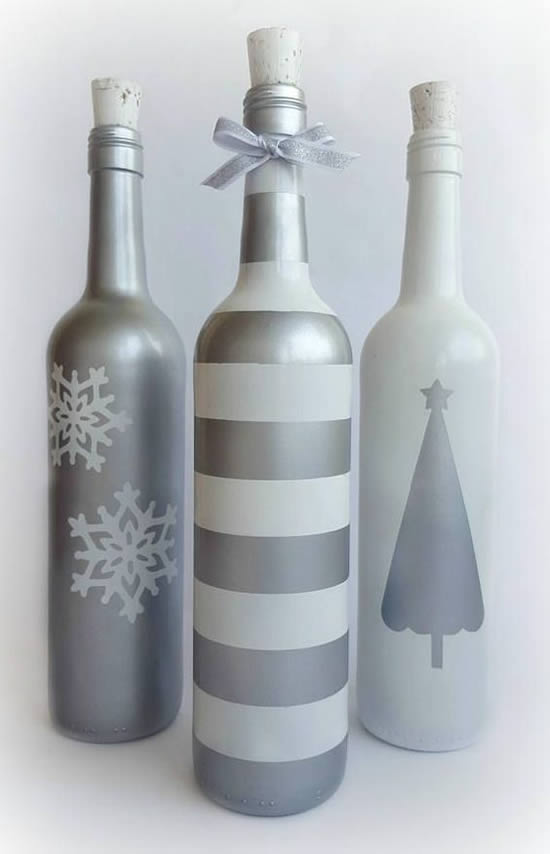 Bocaux et bouteilles décorés pour Noël