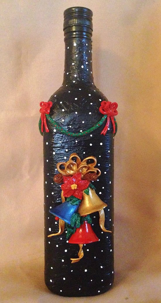 Décoration de Noël avec des bouteilles en verre
