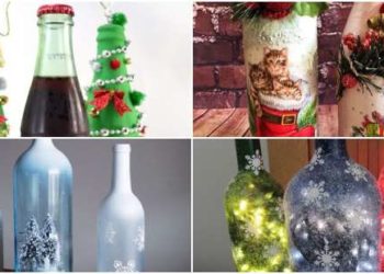 Décoration de Noël avec des bouteilles en verre