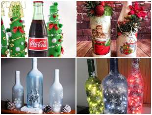 Décoration de Noël avec des bouteilles en verre