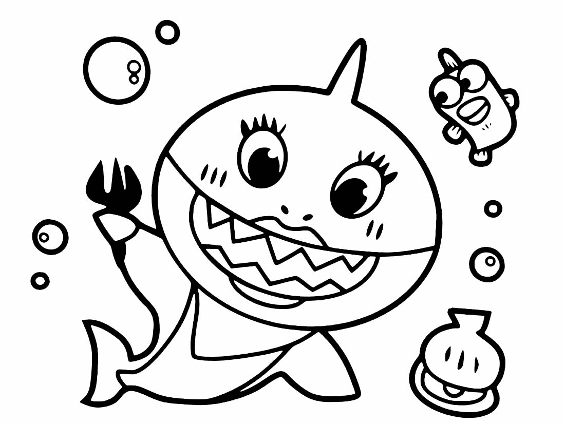 Coloriage - Bébé requin mignon