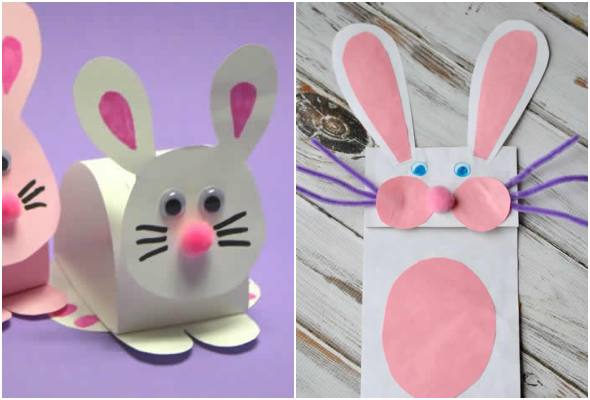 Lapins en papier pour la décoration de Pâques