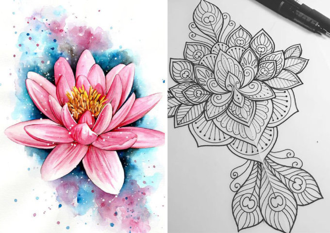 Coloriage fleur de lotus