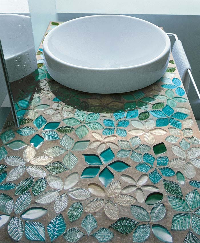 salle de bain en mosaïque de cristal tyrquoise