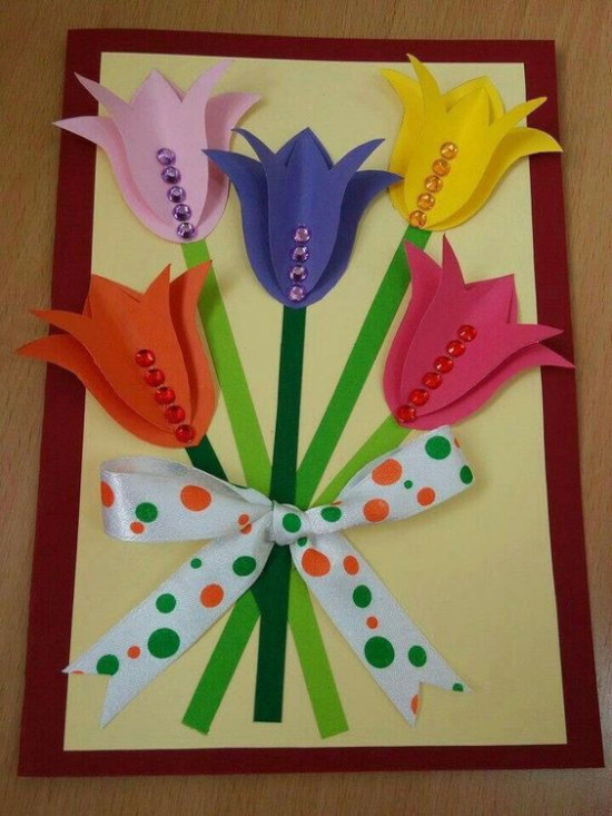 carte avec des fleurs pour maman