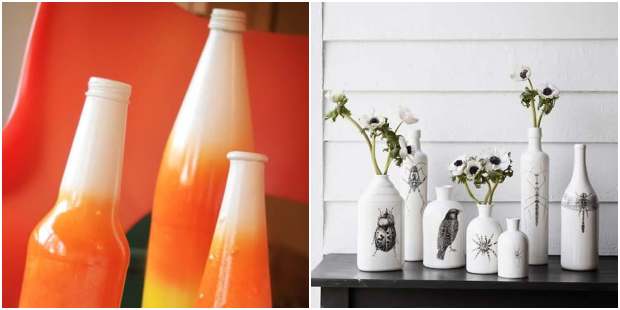 Vases recyclés avec bouteilles
