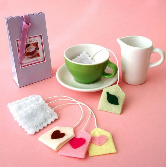 Sachets de thé avec tissu en feutre