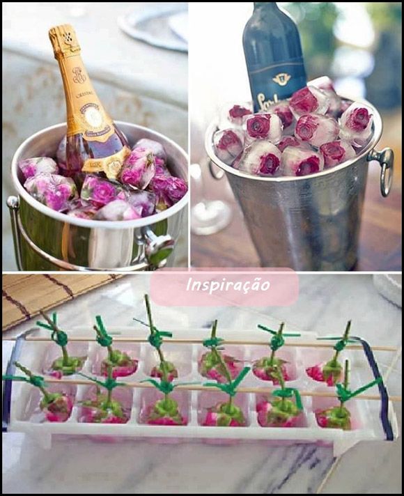 glace décorée au champagne et comment attacher les fleurs