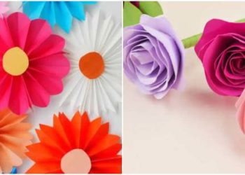 Fleurs en papier colorées pour la décoration de fête