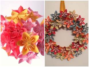 Décoration avec des fleurs en origami