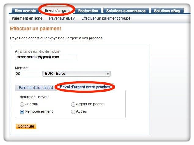 comment annuler un virement paypal entre proche