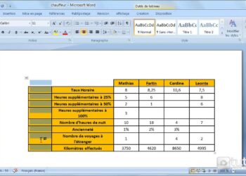 Comment faire un tableau sur Word ?