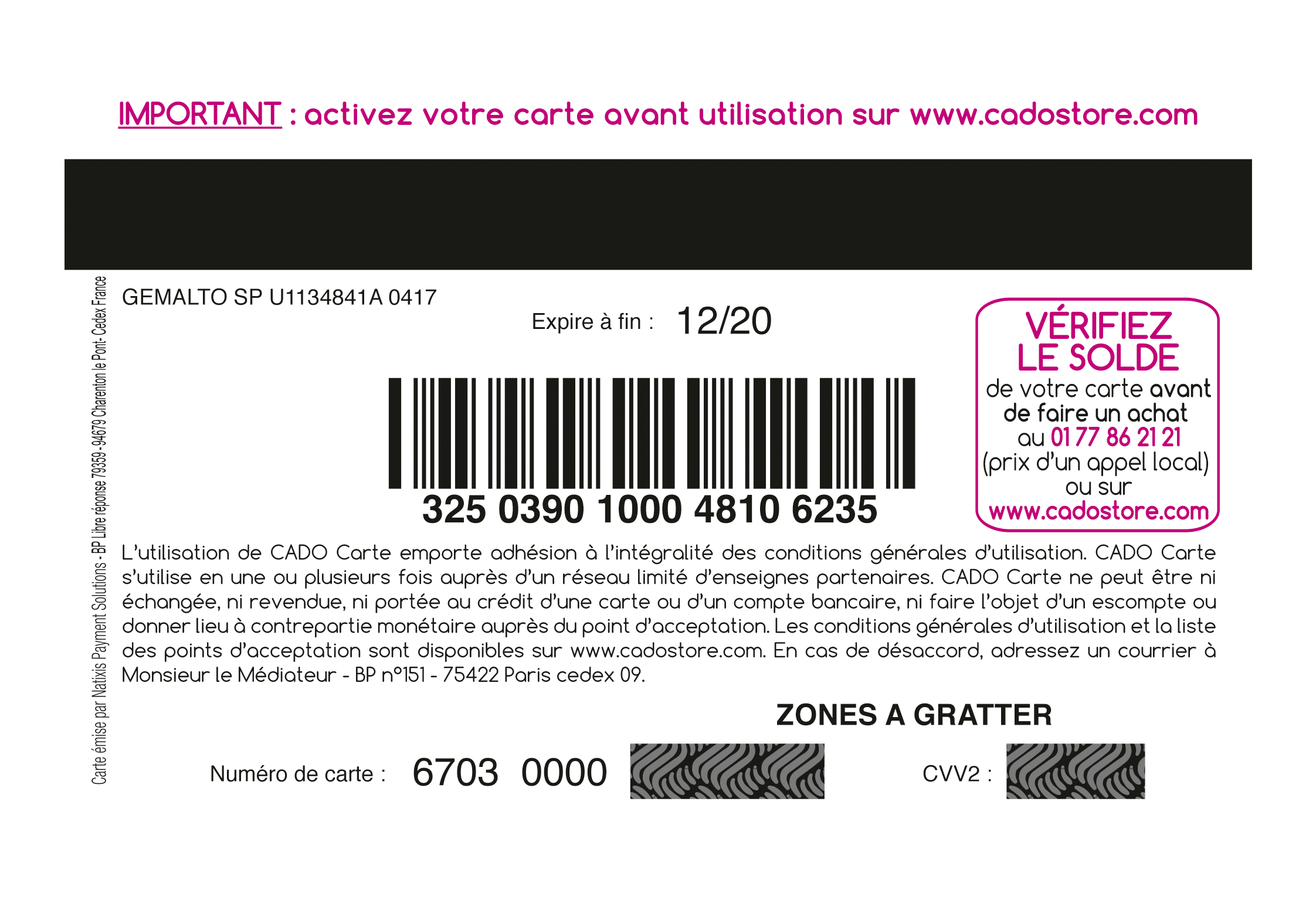 Comment payer sur avec la carte cado