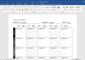 How do I create a weekly planner in Word?