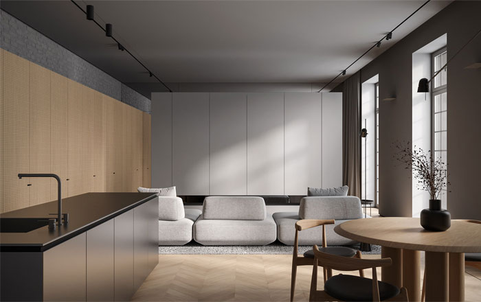 Projet de conception d'appartement Fog par Bezmirno Architects brouillard bezmirno architectes 2