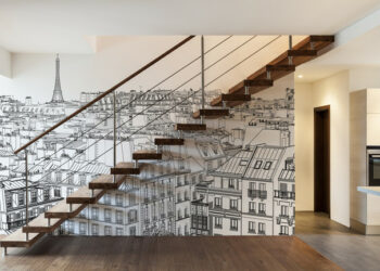 Quel papier peint dans une montée d'escalier ?