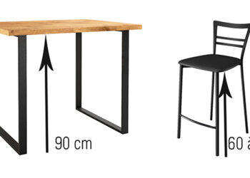 Quelle hauteur d'assise pour une table à 90 cm ?