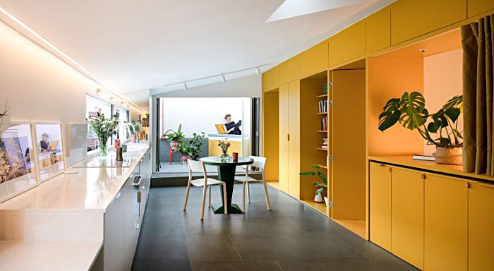 petit appartement design en blanc et jaune gon architects 005