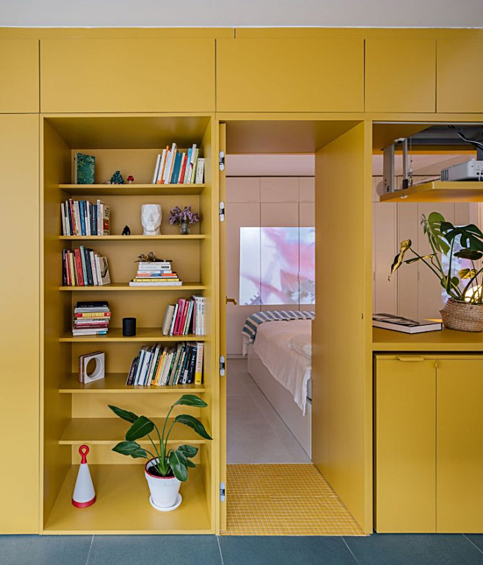 petit appartement design en blanc et jaune gon architects 012