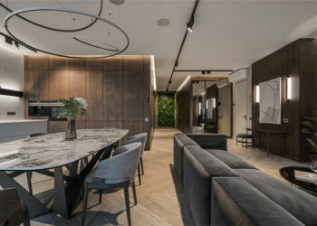 Appartement de décoration en chêne foncé par Tabooret Design Studio